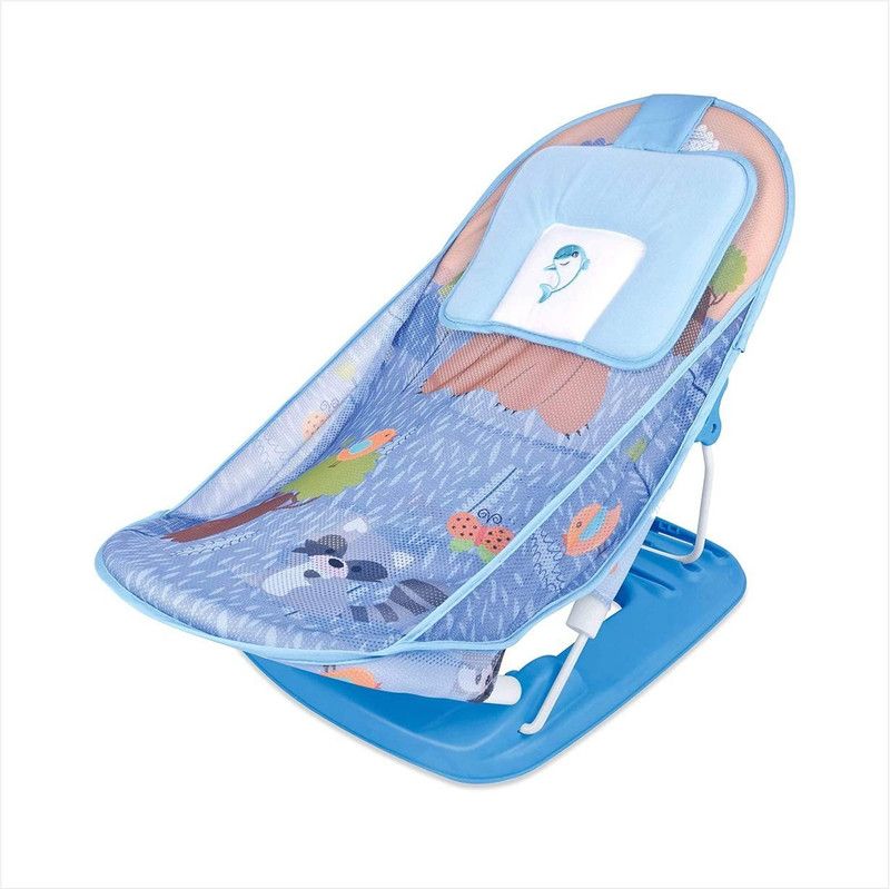 babycorner Baby Bather for Newborn and Infants 06months Compact Foldable Baby Bath Seat, Blue-Play Jungle  (Blue)