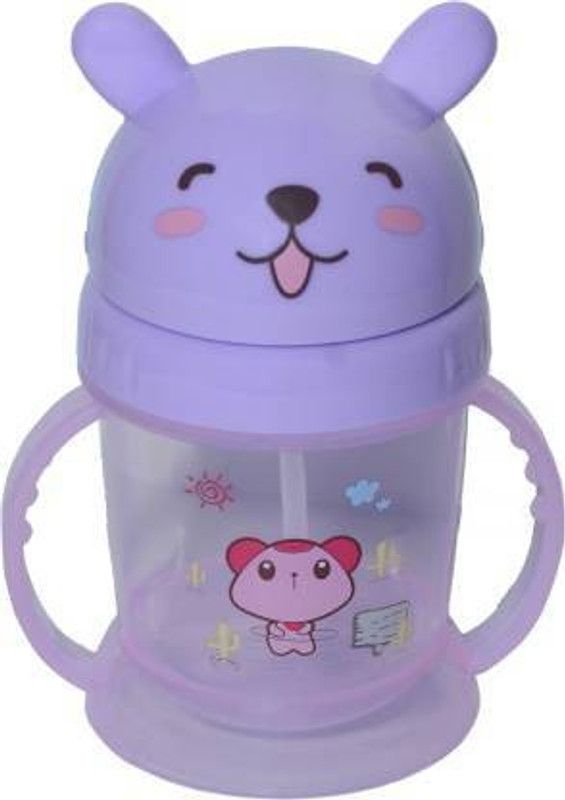 CHILD CHIC Cutie Teddy Cartoon Printed Kids Sipper Cum Water Bottle with Handle  (Purple)