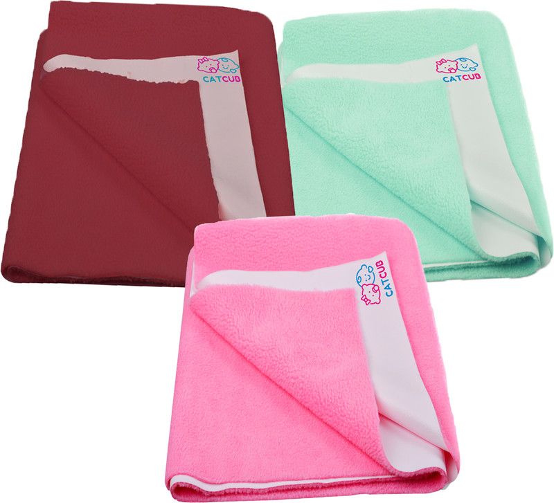 CATCUB Wool Baby Bed Protecting Mat  (Pink, Light Green, Maroon, Small, Pack of 3)