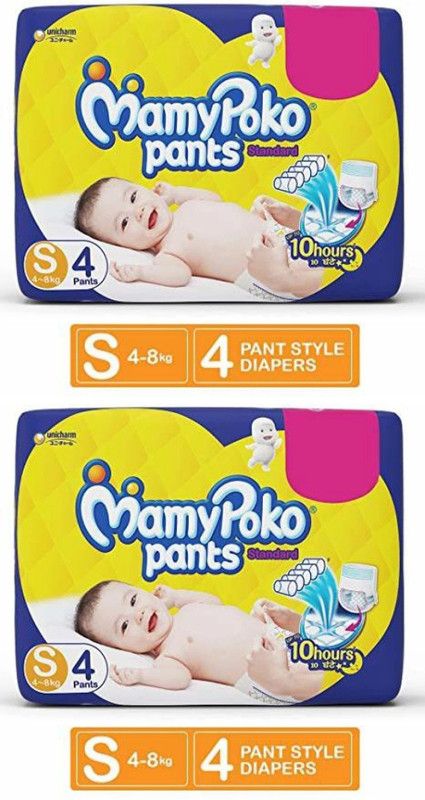 MamyPoko Pants Standard Small Size S ( 4+4 Pieces ) Baby Diapers - S  (8 Pieces)