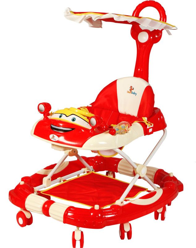 sunbaby Activity Walker With Parent Rod  (Red)
