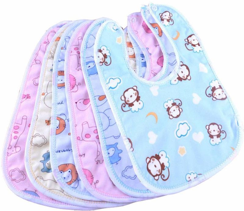 MiB enterprise Waterproof Baby Cotton Apron Bibs with Quick Dry for 0-9 months (Set of 6)  (Multicolor)