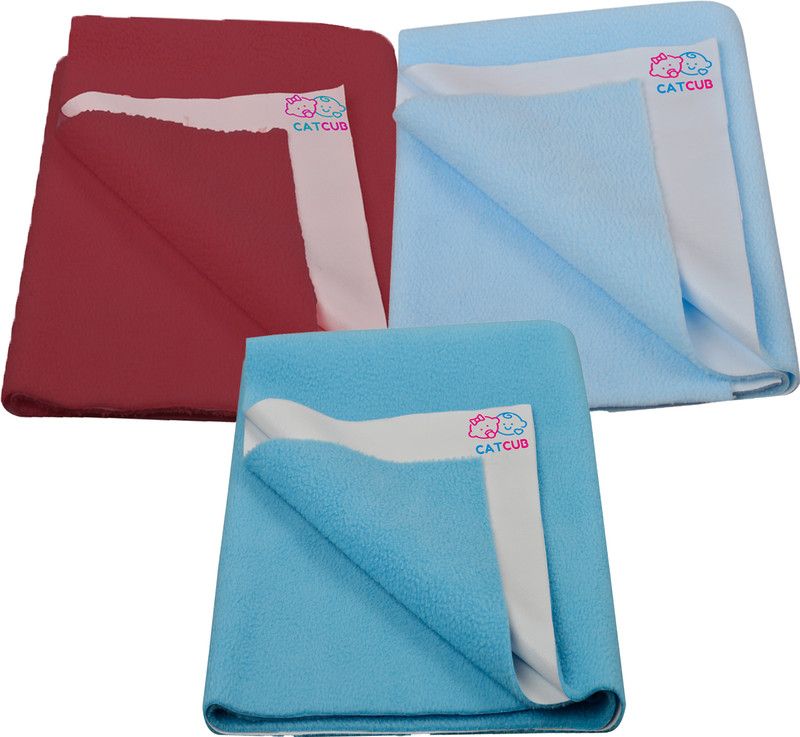 CATCUB Wool Baby Bed Protecting Mat  (Blue, Light Blue, Maroon, Small, Pack of 3)