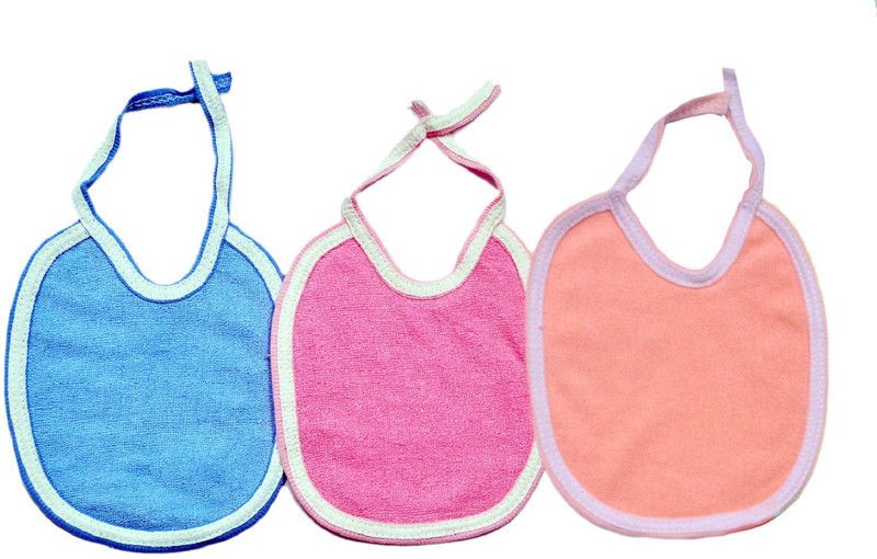 Pank-Smith Super water Absorbable Double Terry Towel Bibs With Defferent Bright Color's Set of 3  (Multicolor)