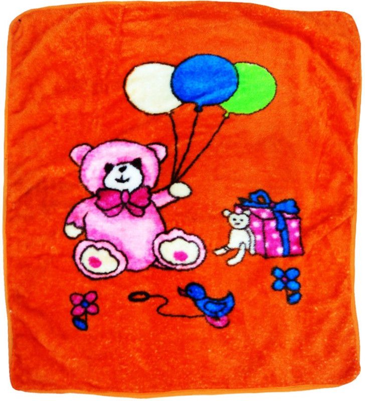 Aneesha Cartoon Single Mink Blanket for AC Room  (Fur, Orange)