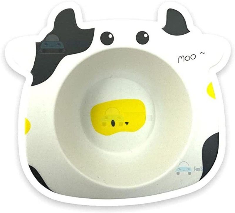 EasyToBuy BAMBOO FIBER FEEDING BOWL- COW - Bamboo Fiber  (White)