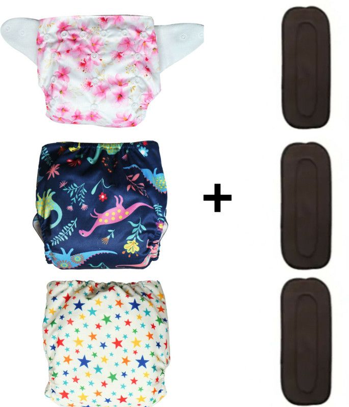 w4o Baby Pocket cloth printed diaper ajustable, washable pack of 2 with 2 inserts