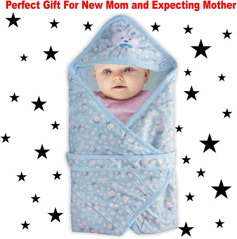 TINY LOOKS Baby Bedding Bag Toddlers Hoodie Receiving Wrapper Sleeping Bag  (Blue)