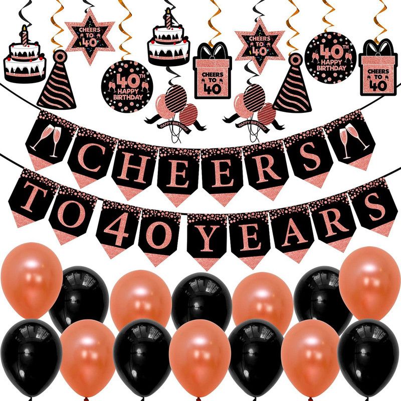 Party Propz 40th Birthday Decoration for Women - 38Pcs Birthday Decorations Kit For Girls - 40th Birthday Decorations For Women/ 40 Birthday Decorations/ Birthday Decoration for Wife / 40 Years  (Set of 38)