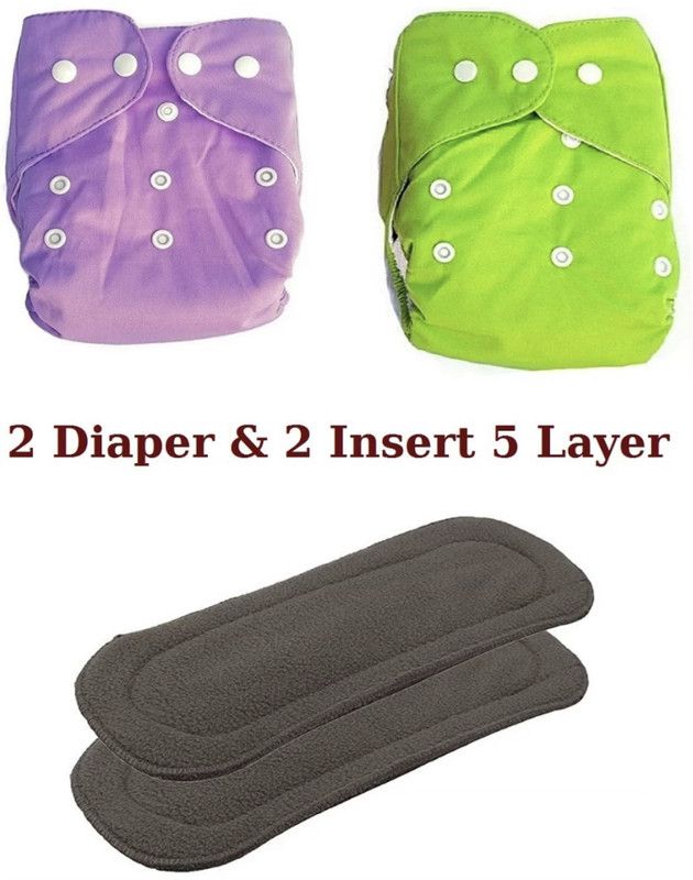 Jaydison Adjustable 100%Organic Cloth Button Diaper Reuse Nappy & Insert (0-24m)E99 - S - M  (4 Pieces)