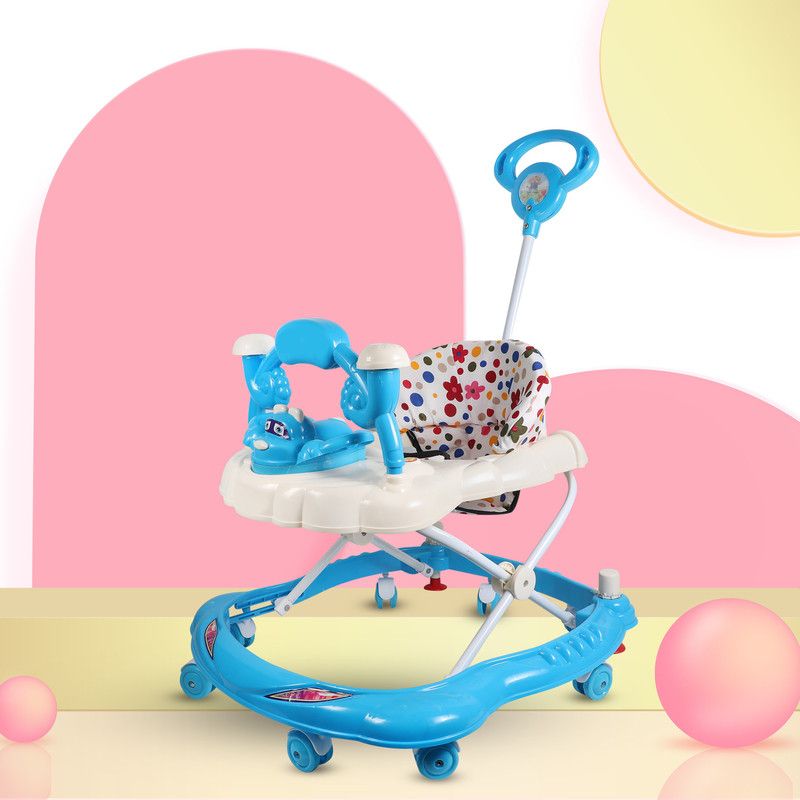 Kayoksh Musical 2-in-1 Walker With Parent Rod  (Blue)