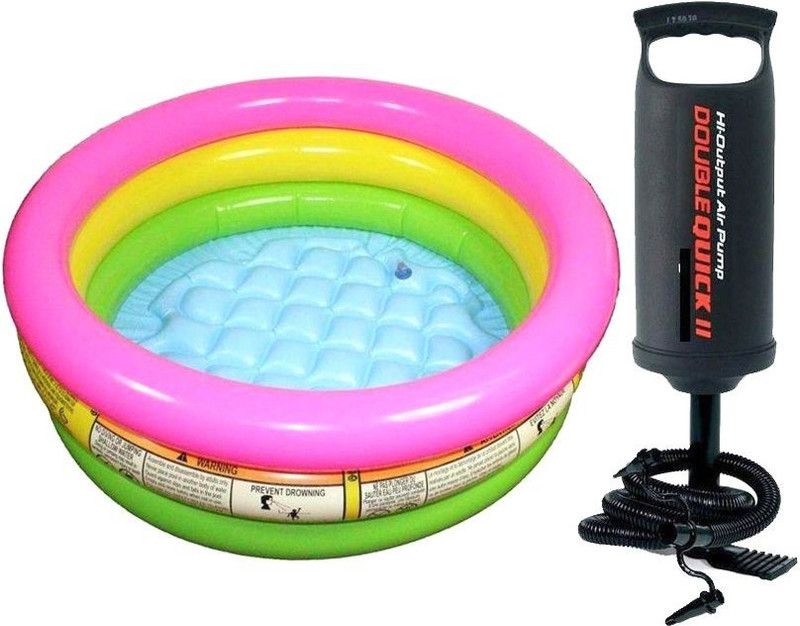 KT BROTHERS 2 feet inflatable kids bath water tub with air pump Inflatable pool combo  (Multicolor)
