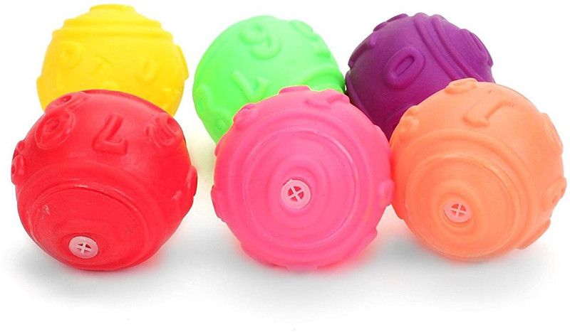 GENCLIQ Squeeze Toys ABC And 123 Print - 6 Pieces (Colors may Vary) Bath Toy  (Multicolor)