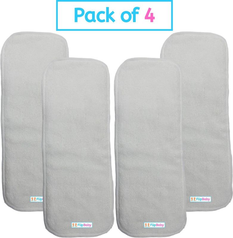 FlipBaby Reusable Microfiber Baby Diaper Insert Pad (Size-Large 3 Layer)- (Pack Of 4)