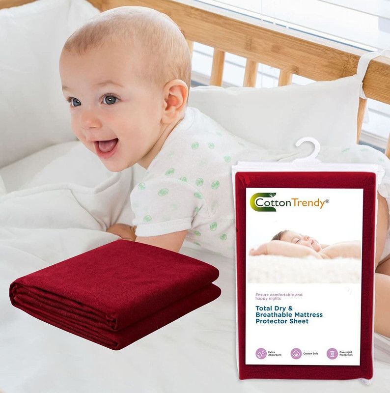 Cotton Trendy Microfiber Baby Bed Protecting Mat  (Maroon, Small, Pack of 2)