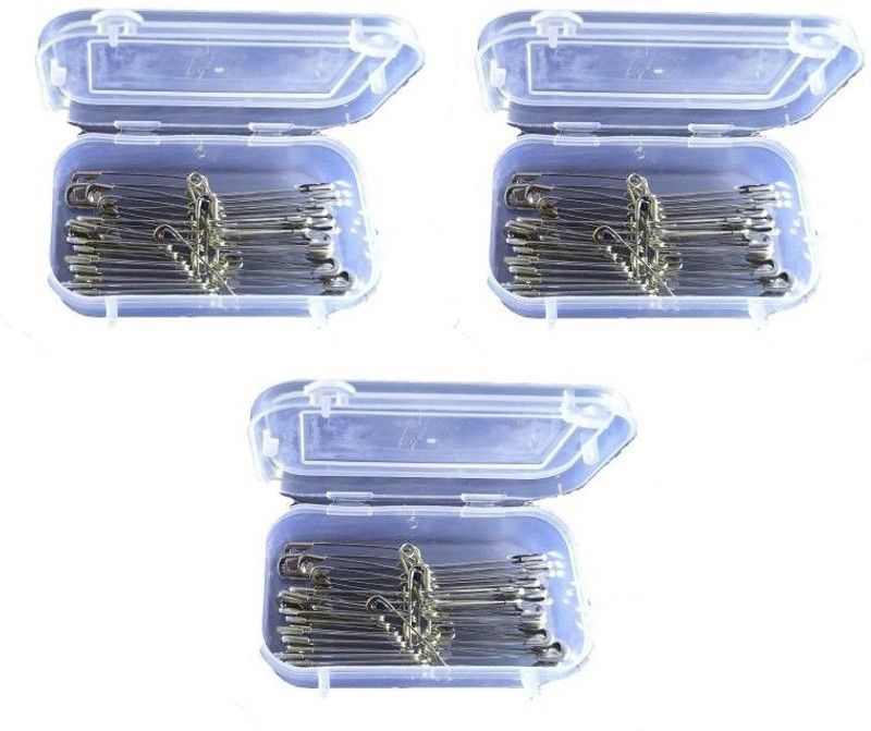 abillash 3 SET of STAINLESS STEEL SAFETY PIN FOR WOMEN, GIRL 120 nos  (Silver)