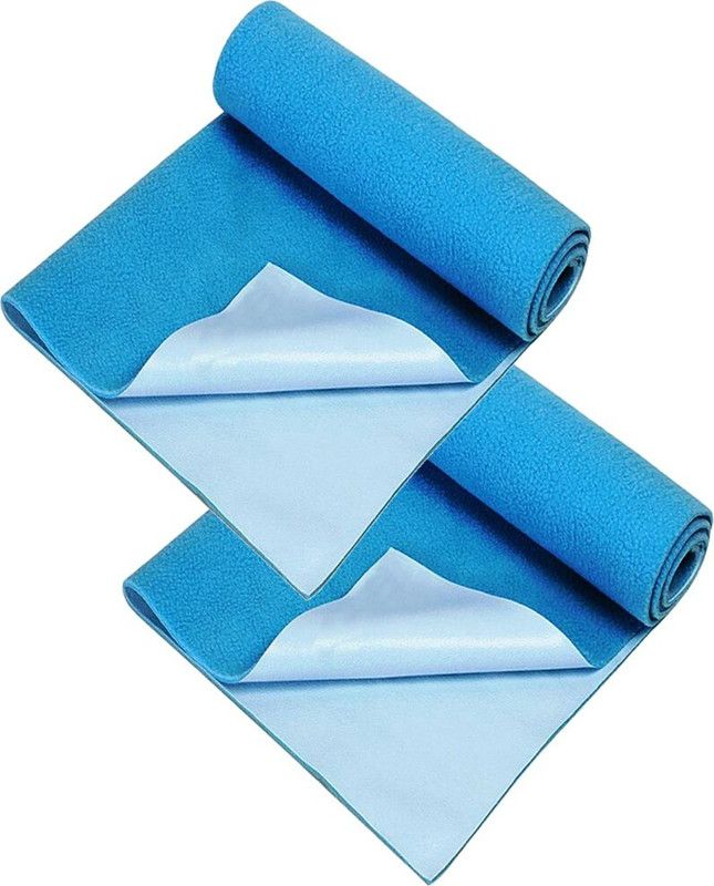 Polyester, Rubber, Cotton Baby Bed Protecting Mat  (Blue, Small)