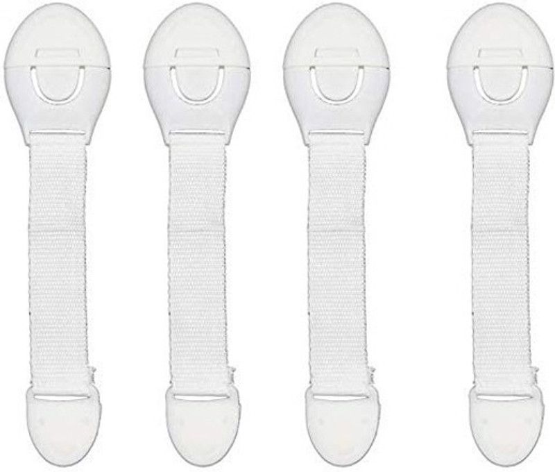 Mopslik Baby Proofing Child Safety Strap Cabinet Drawer Fridge Locks Latches - Pack of 4  (White)