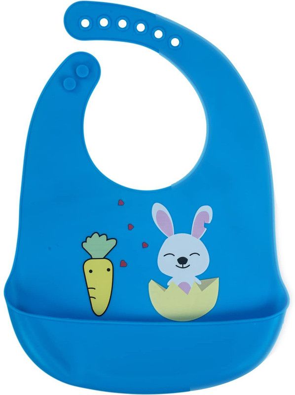 GoodLuck Baybee Feeding Bib for Babies, Silicone Baby Bibs with Crumb Catcher Adjustable Strap  (Royal Blue)