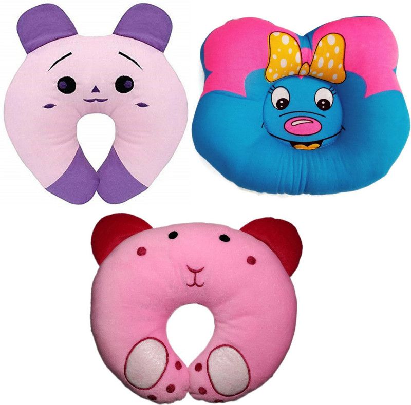 MOM & SON Cotton Animals Baby Pillow Pack of 3  (Multicolor)