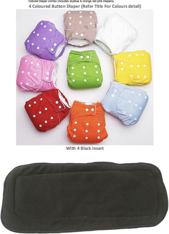 kistapo 100% Cloth Diapers for Babies | Reusable,Washable Adjustable Button & Insert