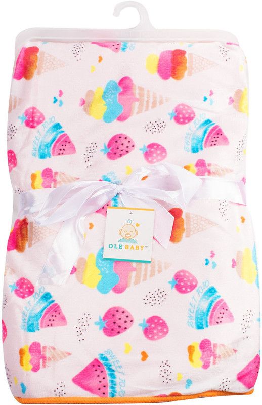 OLE BABY Printed Single Mink Blanket for Mild Winter  (Fur, Multicolor)