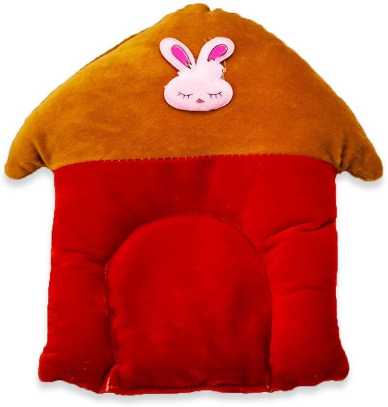 My Little Champ Polyester Fibre, Mustard Seeds Solid Baby Pillow Pack of 1  (Red)