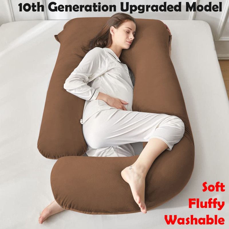 Texlux Microfibre Solid Pregnancy Pillow Pack of 1  (Brown)