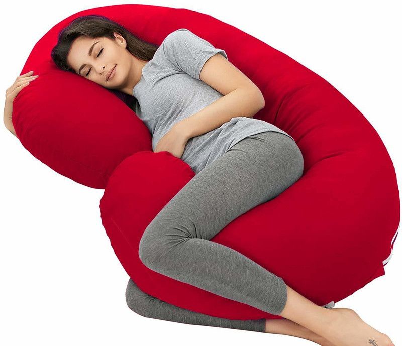 HOME ADORN Microfibre Solid Pregnancy Pillow Pack of 1  (Maroon)
