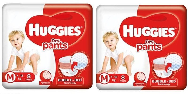 Huggies Medium Size Diapers m 8+8 - M  (2 Pieces)