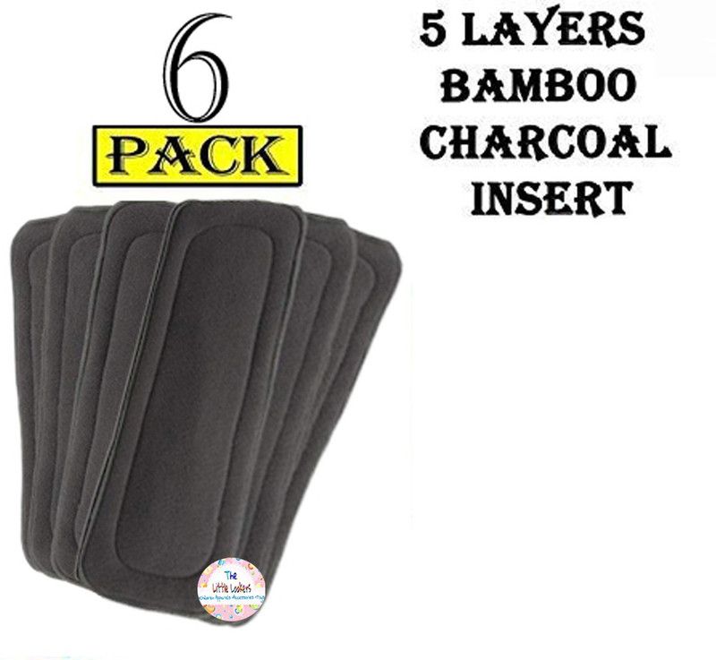 The Little Lookers 6 Layer Bamboo Charcoal Inserts Liners Natures Cloth Diaper Liner, Wetfree Reusable Washable Cotton Diaper Nappy Inserts for Baby Nappy