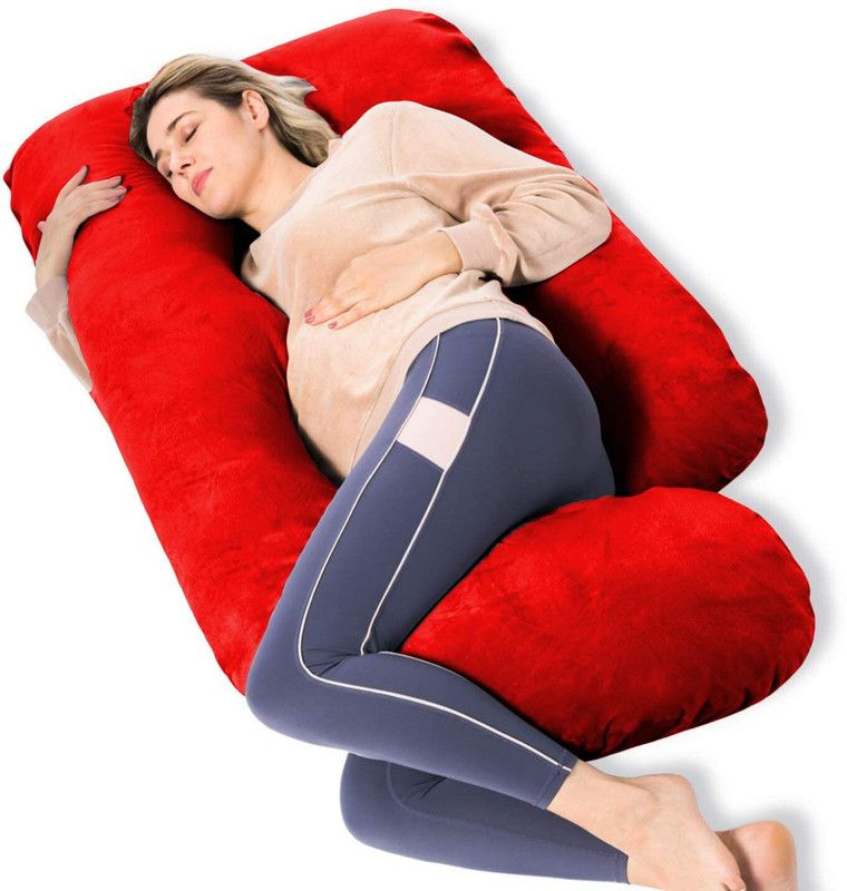 KANWAR SA G Shape Full Body Support Pillow - 55x30x7.8 inches Microfibre Solid Pregnancy Pillow Pack of 1  (Red)