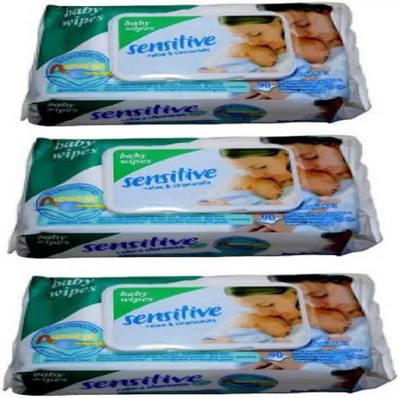 sensitive Anti-bacterial Baby Cotton Wipes  (3 Wipes)