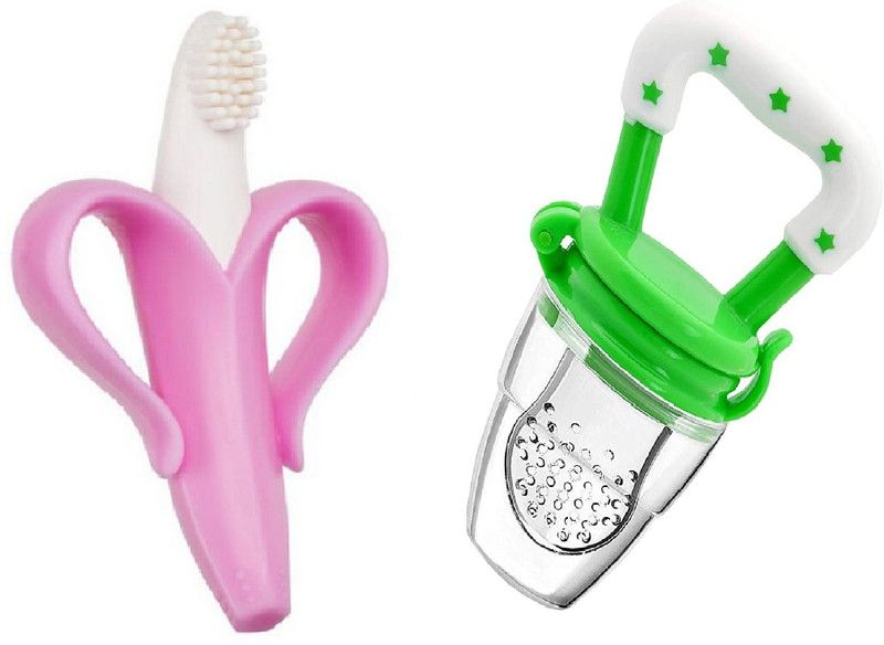 Ganpati Enterprises Baby Fruit Food Nibbler And Baby Silicone Teether 6-12 months babies Bpa Free Teether and Feeder  (Multicolor.2)