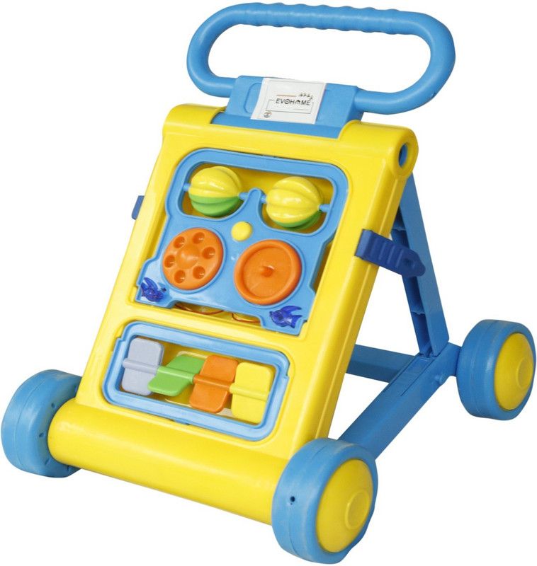 EVOHOUSE Musical 2-in-1 Walker With Parent Rod  (Yellow)