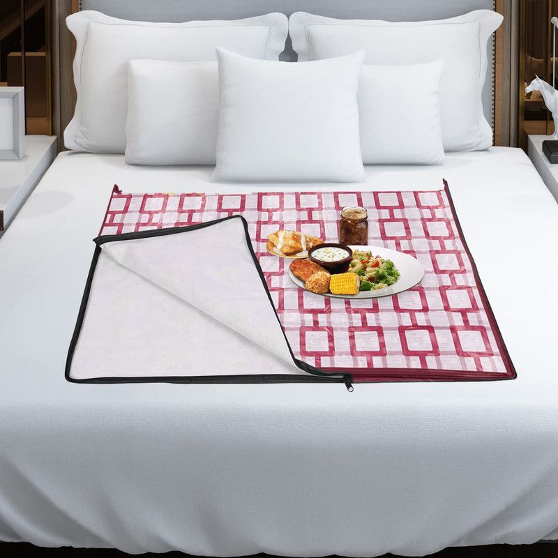 E-Retailer PVC Waterproof Zipper Bed Server/Food Mat/Bedsheet Protector (Size-36x54 inches, Shape - Rectangle)  (Red)