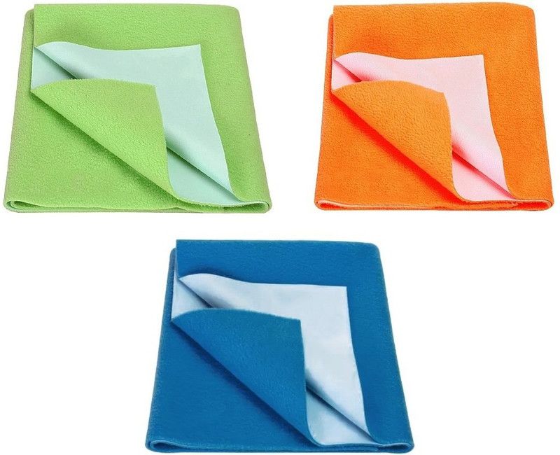 Mintorsi Cotton Baby Bed Protecting Mat  (Sky Blue, Orange, Parrot Green, Medium, Pack of 3)