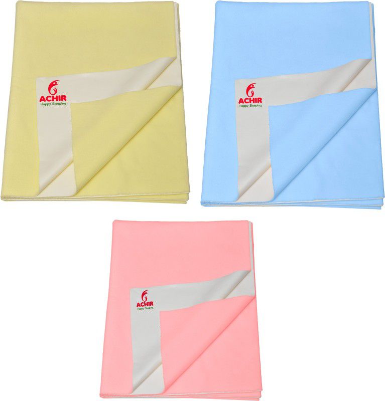 ACHIR Cotton Baby Bed Protecting Mat  (Yellow, Sky Blue, Pink, Small, Pack of 3)