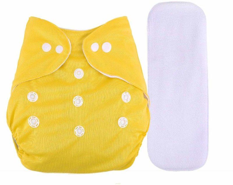 flockidos 100%Cloth Diapers for Babies,Reusable,Washable&Adjustable(Newborn,Yellow)