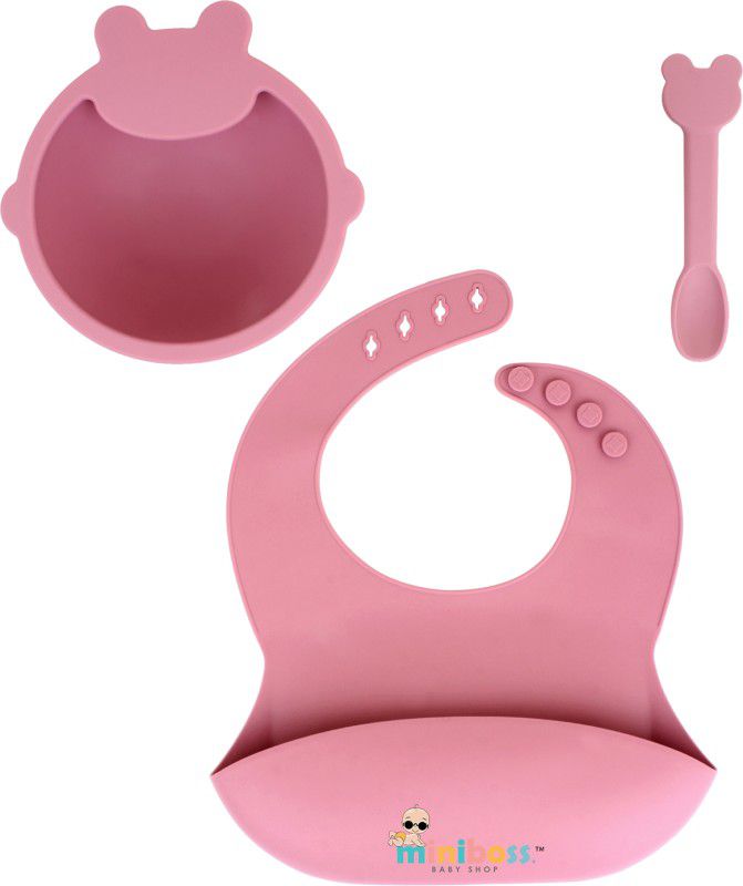Miniboss silicone Baby Bibs Easily Wipe Clean - Comfortable Soft Waterproof  (Pink)