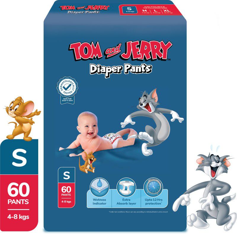 TOM & JERRY Diaper Pants with Wetness Indicator - S  (60 Pieces)