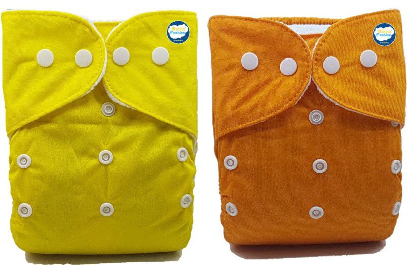 BACHA FASHION Basic Baby Cloth Diaper Set of 2-Yellow Orange (No Insert)
