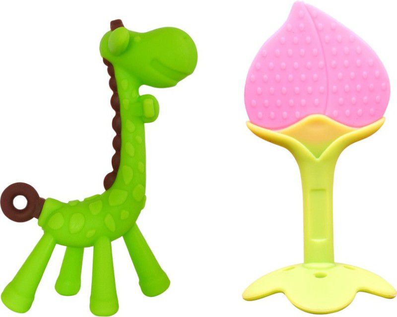 Minifellas Peach Teether & Giraffe Teether  (Green)