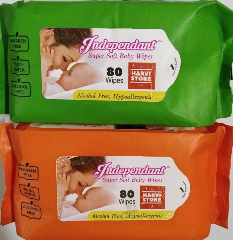 Independent Baby Wipes(Combo Of 2) 80 Wipes in Each Packet  (2 Wipes)