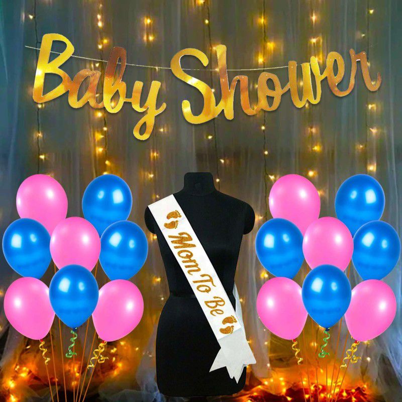 Party Propz Baby Shower Party Decoration kit With Latex Balloon - 23Pcs Baby Shower Decoration Items, Multicolour  (Set of 23)
