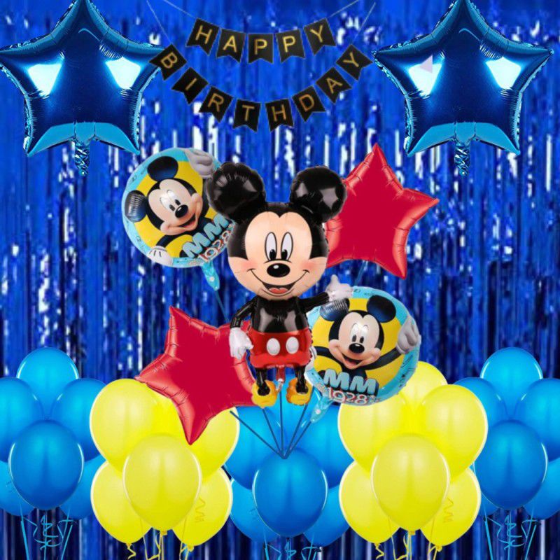 B4 HBD- Mickey Mouse Jumbo Foil Balloon Combo-52  (Set of 52)