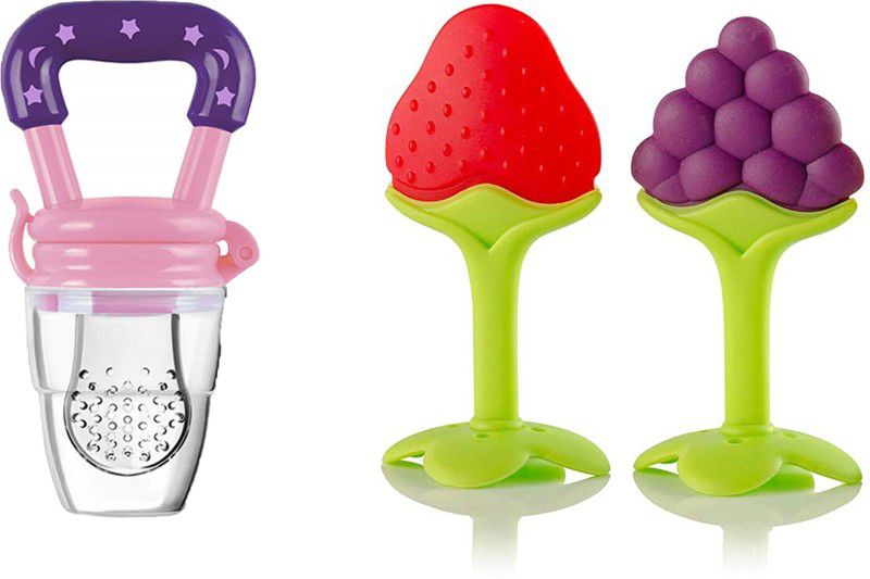 Mojo Galerie Feeder Combo Pack Fruit Feeder & 2 Fruit Shape Teether for Babies Teether and Feeder  (Multi, 2 Teether)