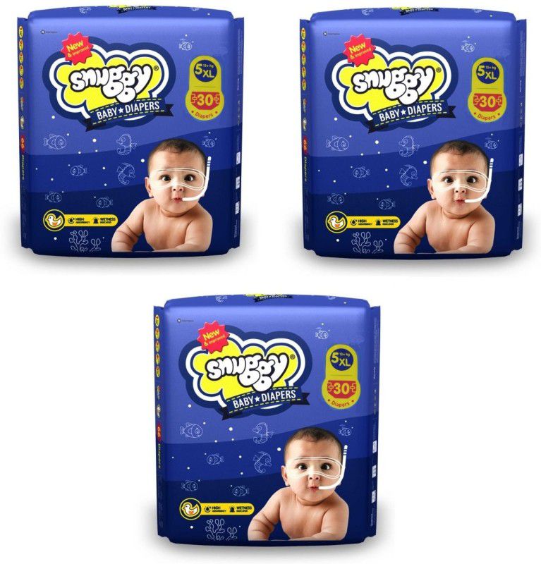 Snuggyy Baby Diapers - Extra Large (30 pieces) - ( Pack of 3 ) - XL  (90 Pieces)