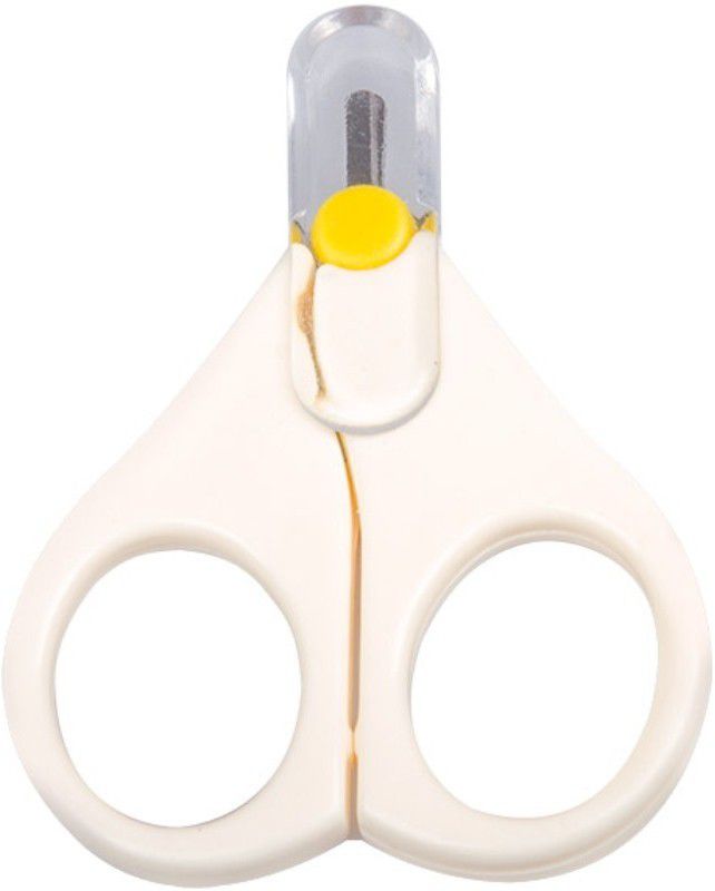 GOCART Safety Baby Nail Scissors, Rounded Tips, Protective Cover, Ergonomic Design for Infants/Toddlers ( White )