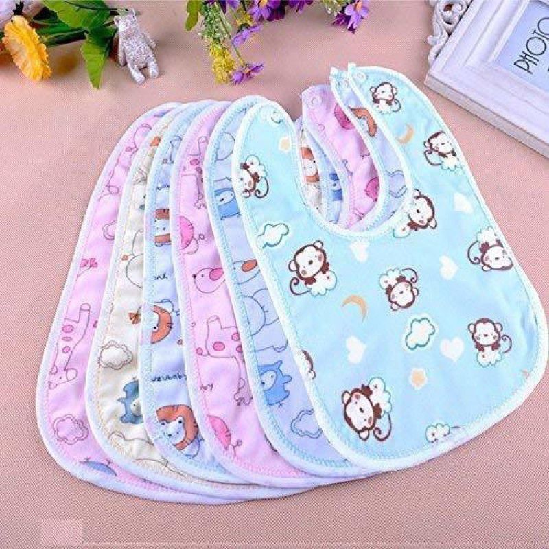 Baby Desire Waterproof Newborn Baby Bibs in Cotton Baby Apron for 0-9 Months - Set of 6 Pieces (Print May Vary)  (Multicolor)